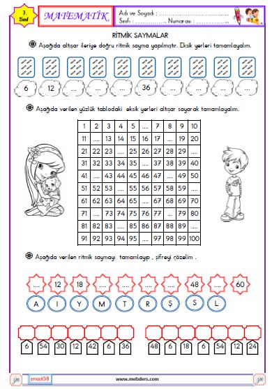 3. Sınıf Matematik Altışar Ritmik Sayma Etkinliği